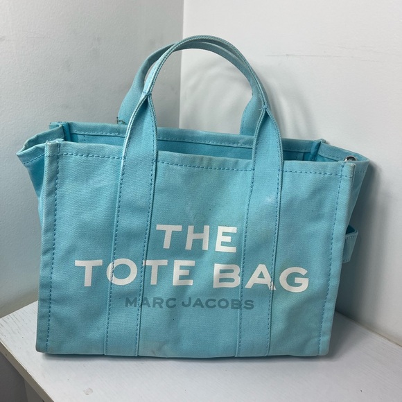 Marc Jacobs Handbags - Marc Jacobs “The Tote Bag” Small Canvas Tote Blue Crossbody Bag Adjustable Strap